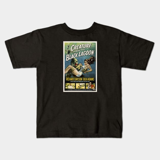 Creature From The Black Lagoon Movie Poster Kids T-Shirt by Noir-N-More